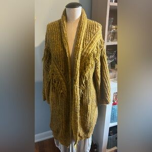 Anthropologie Stevie Boho Mustard Yellow Cardigan